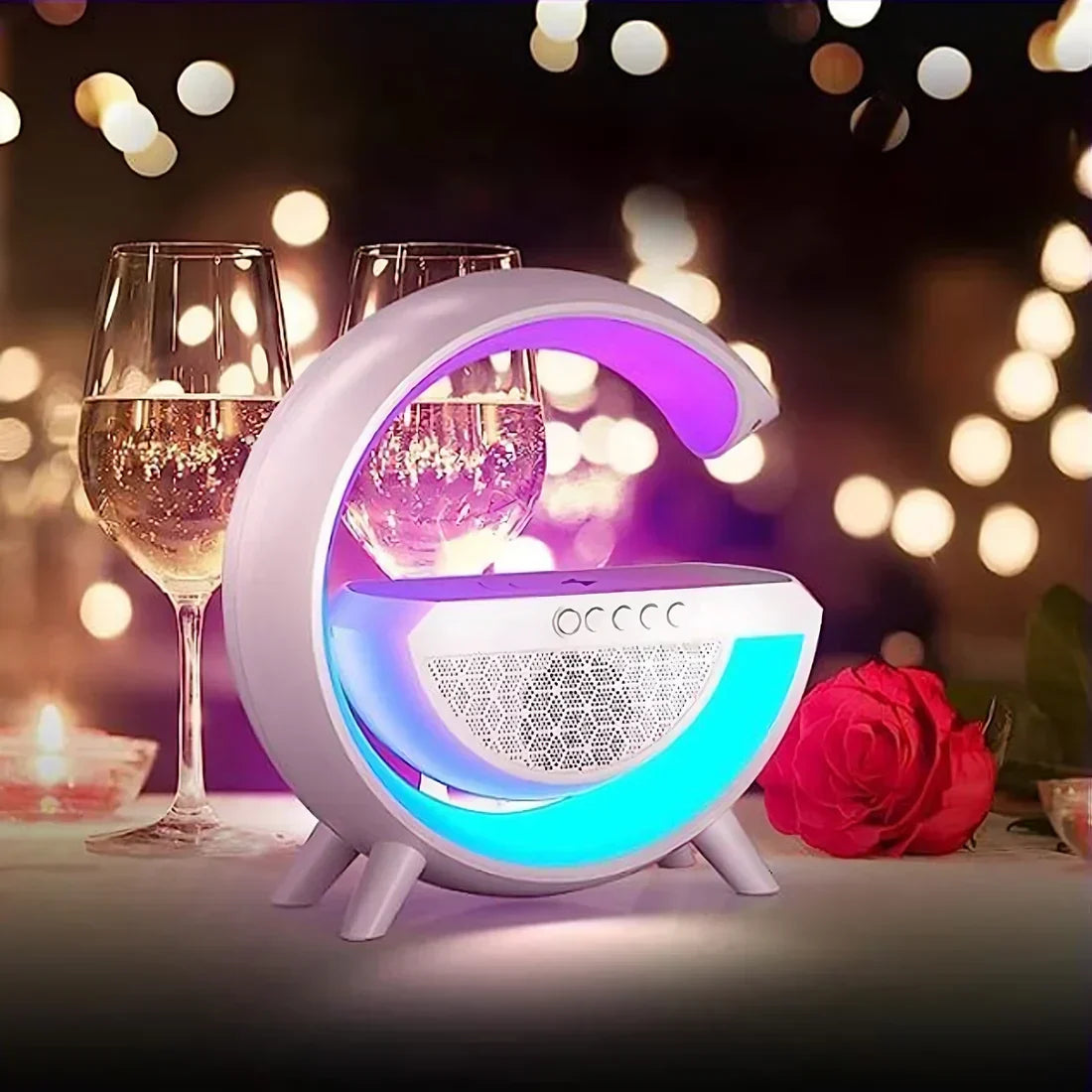 Multifunctional Bluetooth Speaker with Light, Wireless Charging, and Clock