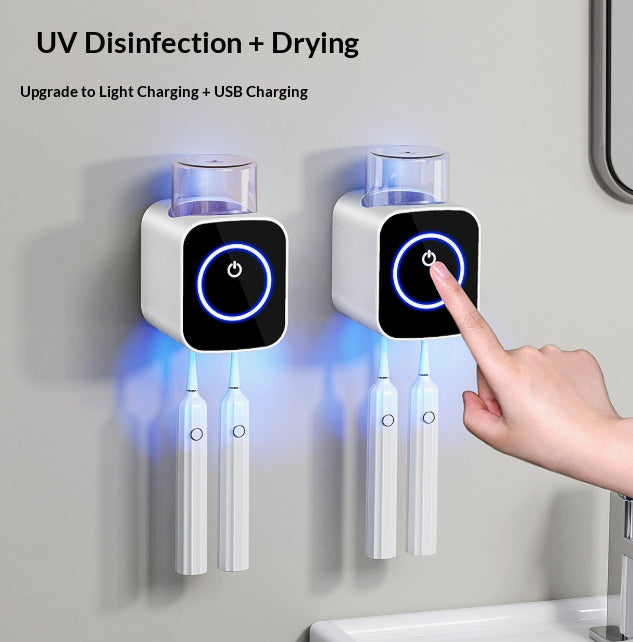 UV-C Toothbrush Holder with Drying Function & Cup Rack