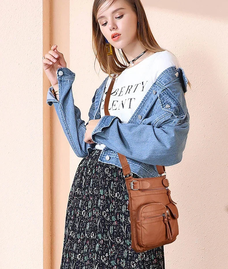 Multi-pocket crossbody bag Soft shoulder bag