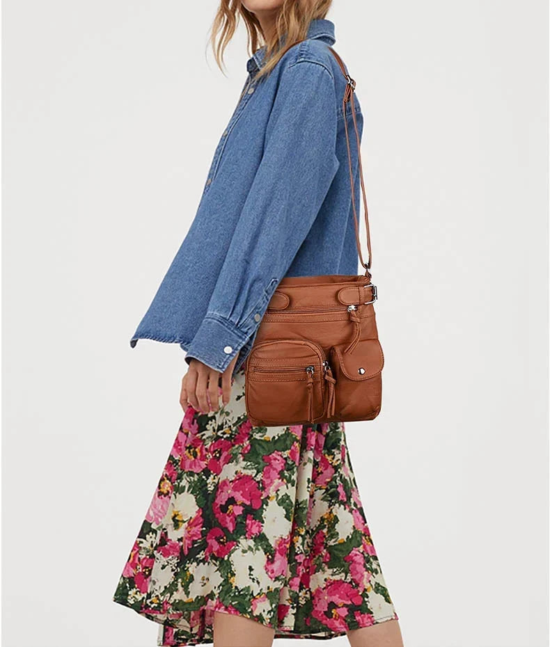 Multi-pocket crossbody bag Soft shoulder bag