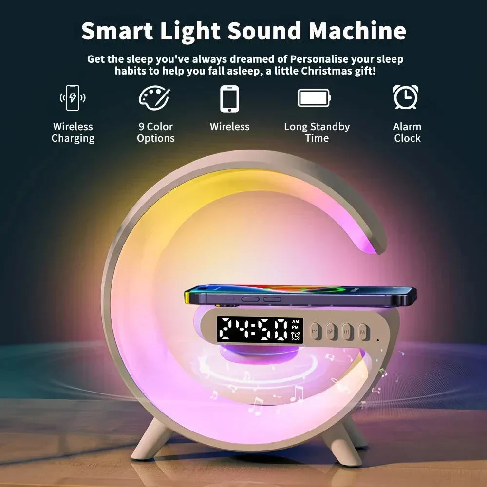 Multifunctional Bluetooth Speaker with Light, Wireless Charging, and Clock