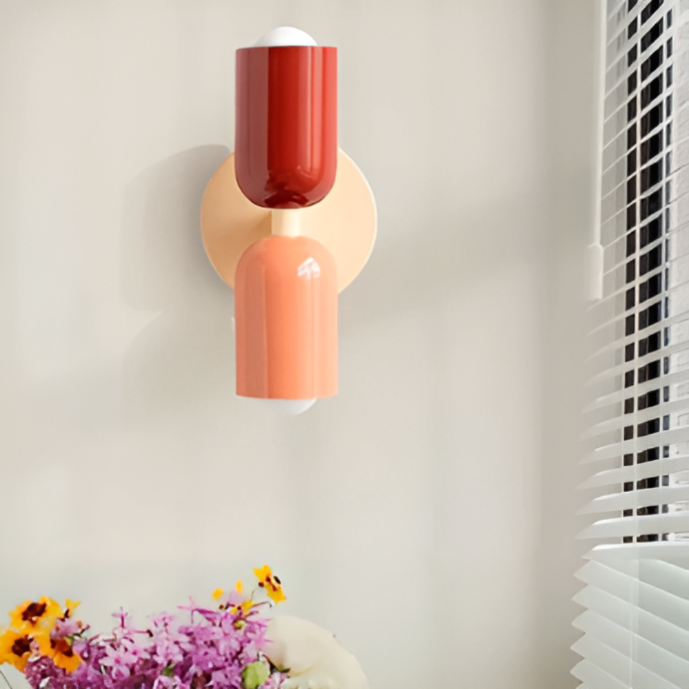 Battery Powered Wall Sconce Lighting with Dual Capsule Shades and Wireless Cordless Design