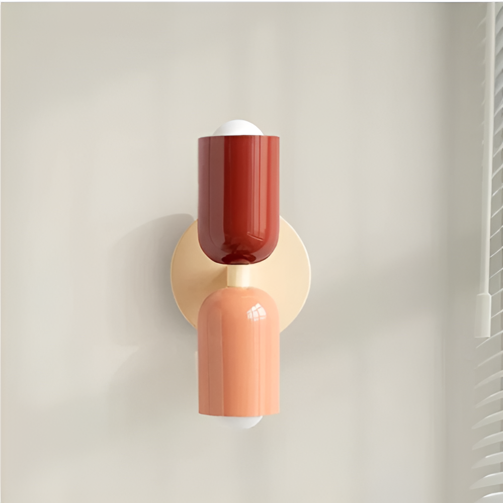 Battery Powered Wall Sconce Lighting with Dual Capsule Shades and Wireless Cordless Design