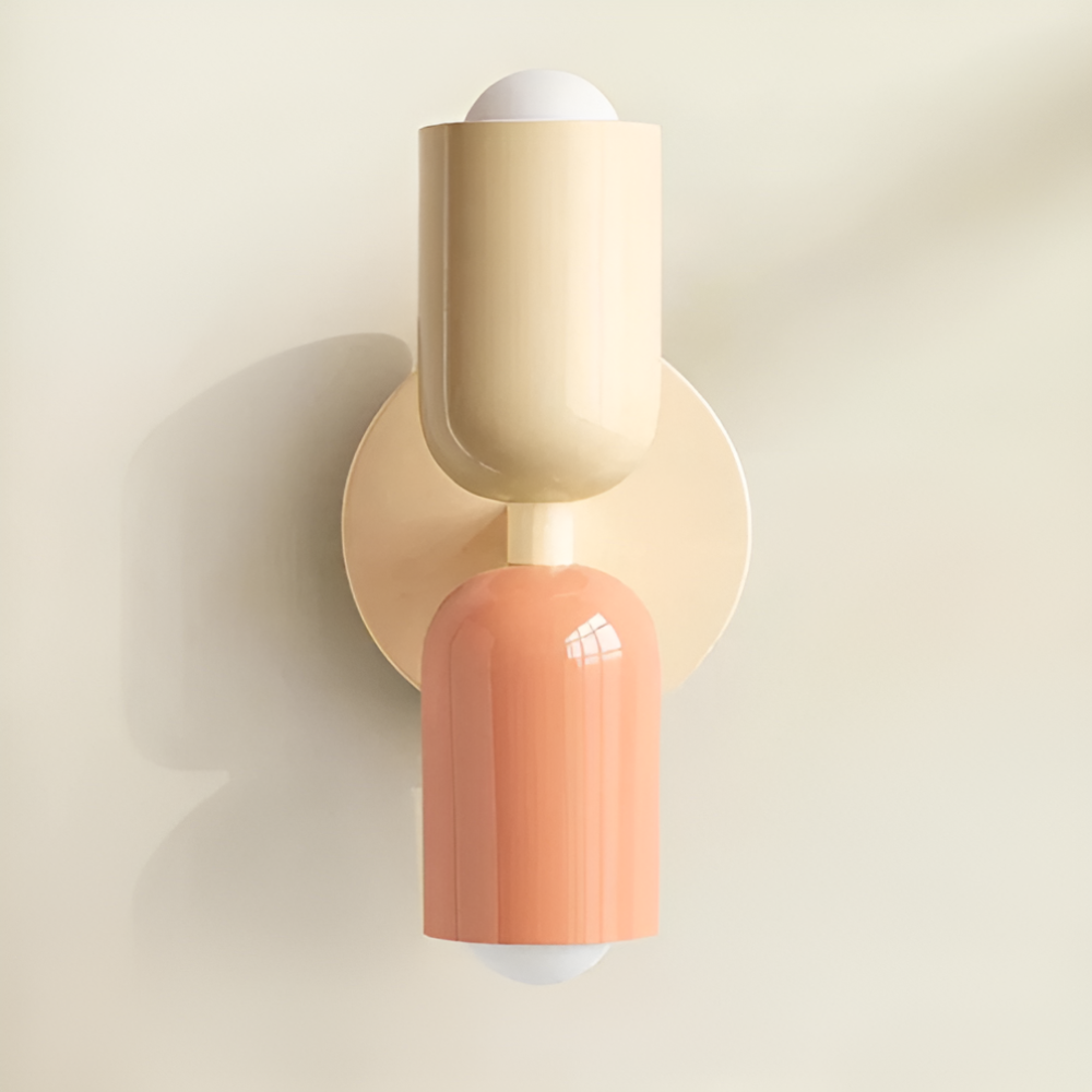 Battery Powered Wall Sconce Lighting with Dual Capsule Shades and Wireless Cordless Design