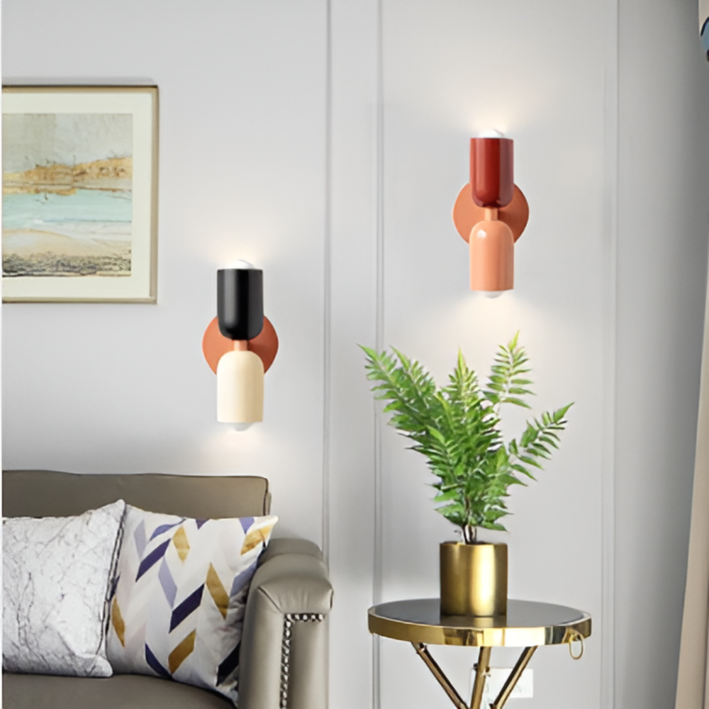 Battery Powered Wall Sconce Lighting with Dual Capsule Shades and Wireless Cordless Design