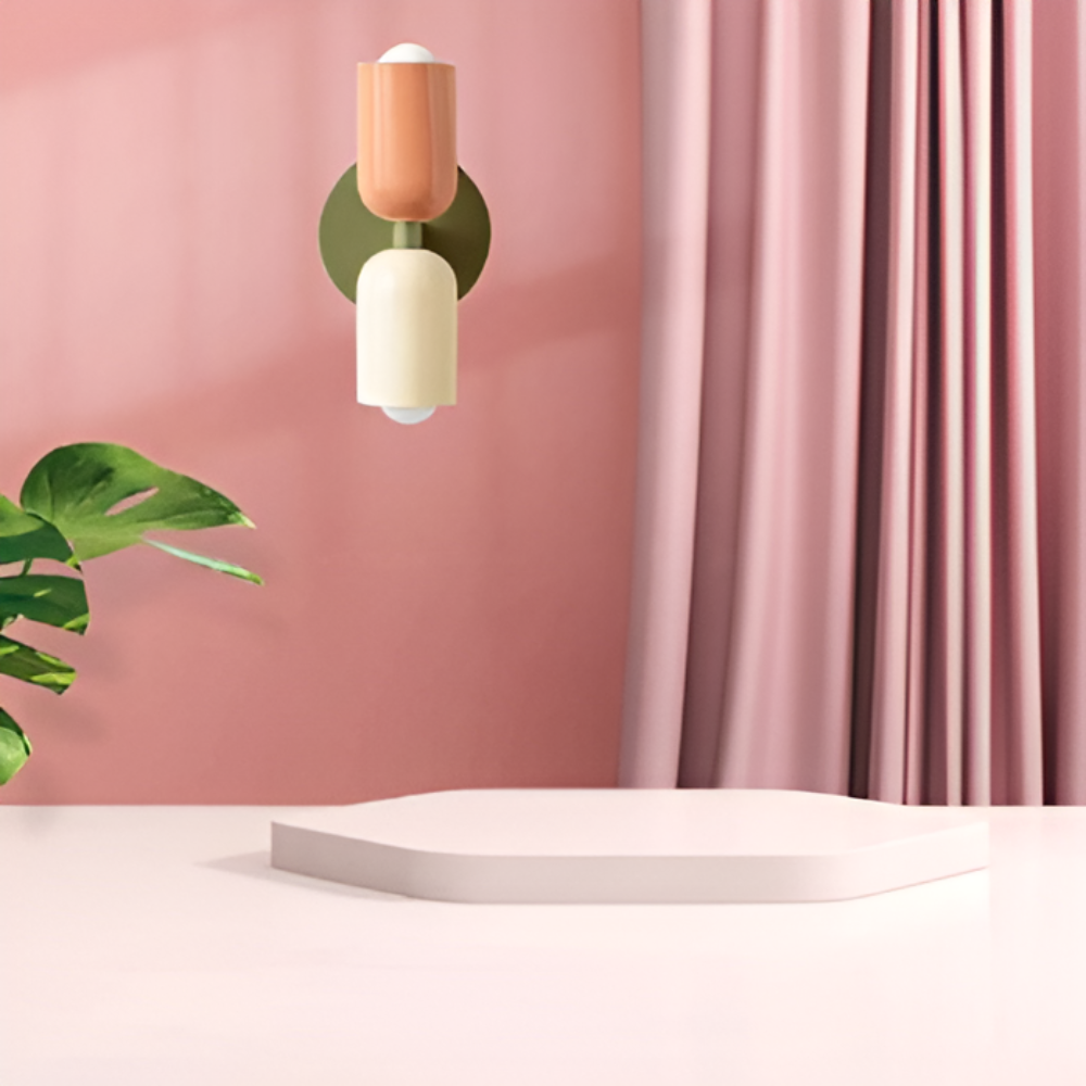 Battery Powered Wall Sconce Lighting with Dual Capsule Shades and Wireless Cordless Design