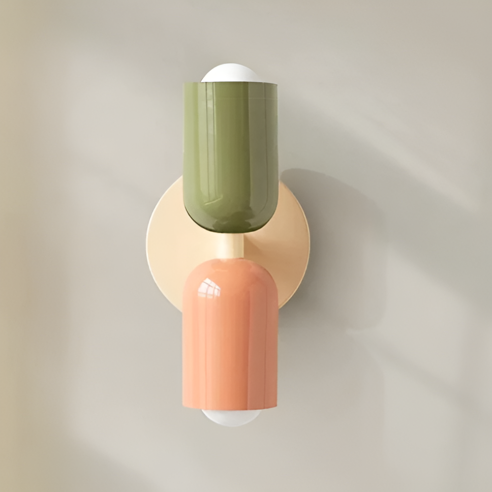 Battery Powered Wall Sconce Lighting with Dual Capsule Shades and Wireless Cordless Design