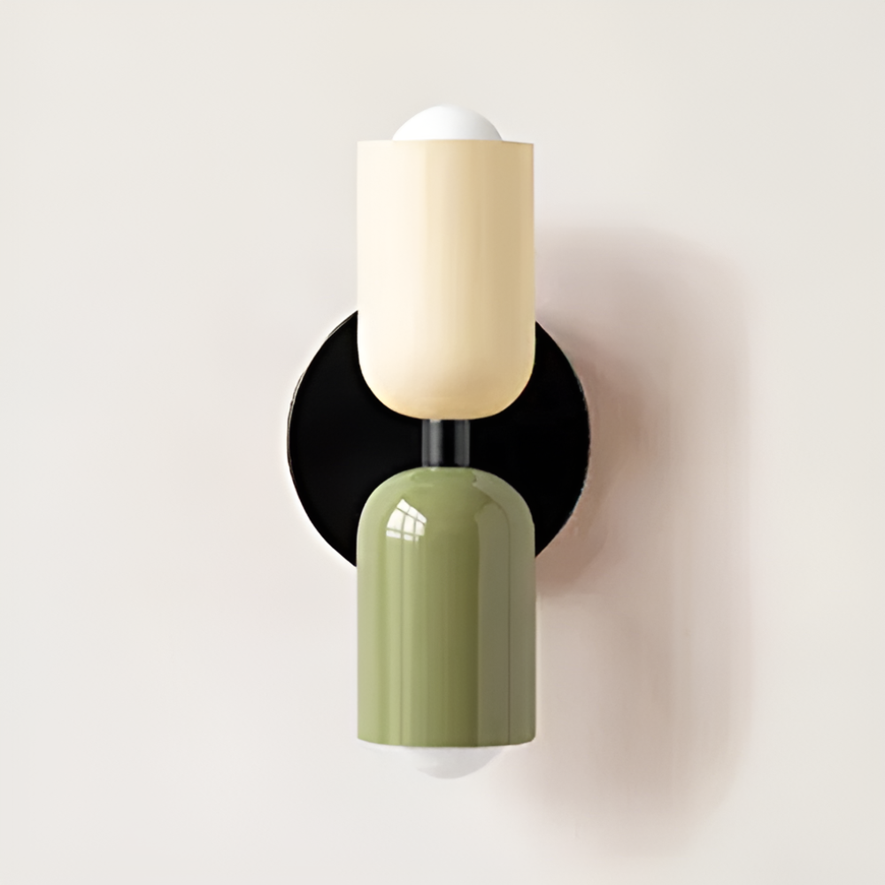 Battery Powered Wall Sconce Lighting with Dual Capsule Shades and Wireless Cordless Design