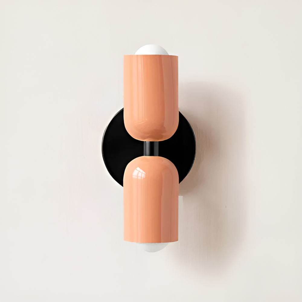 Battery Powered Wall Sconce Lighting with Dual Capsule Shades and Wireless Cordless Design