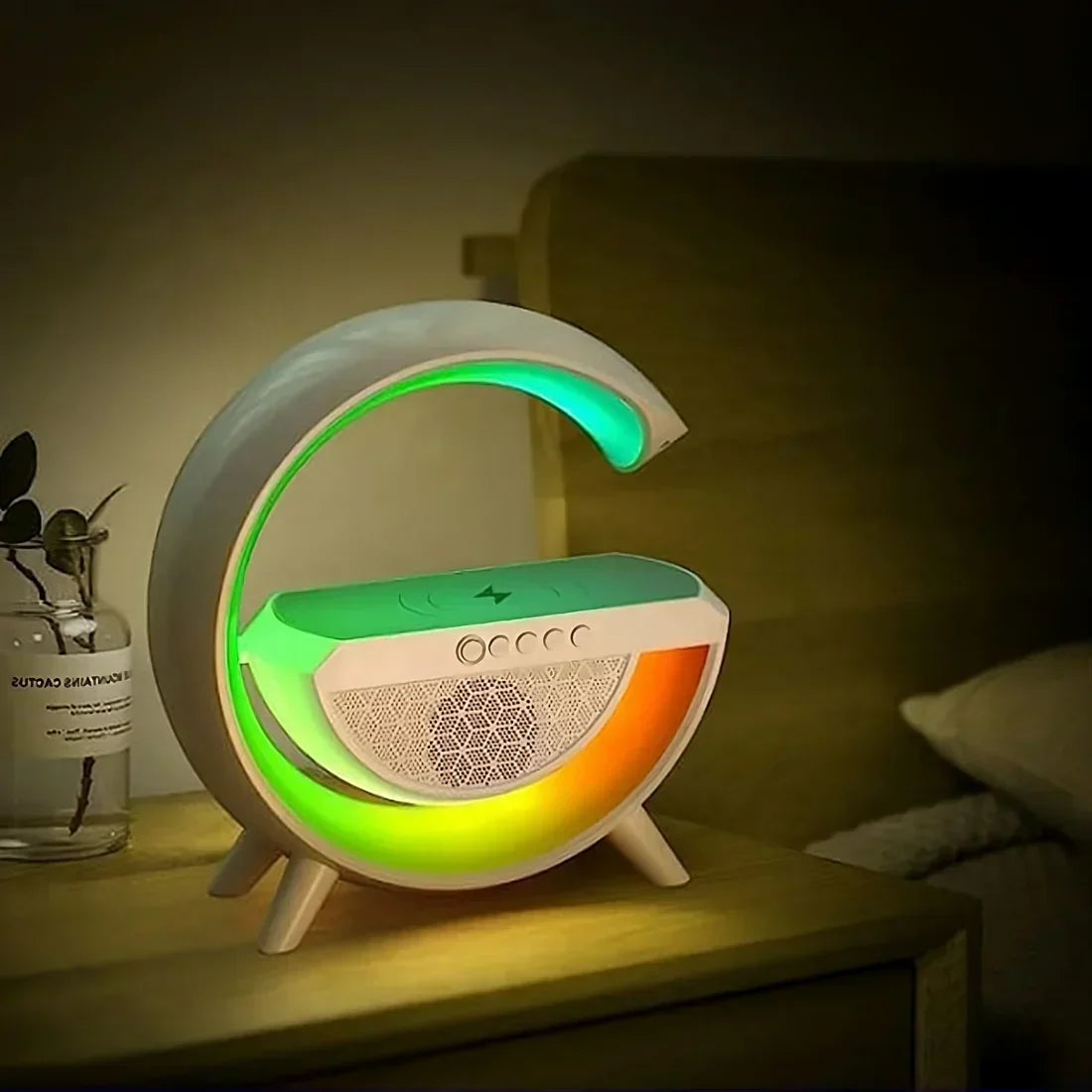 Multifunctional Bluetooth Speaker with Light, Wireless Charging, and Clock