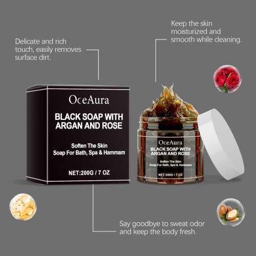 Black Soap with Argan & Rose Oil