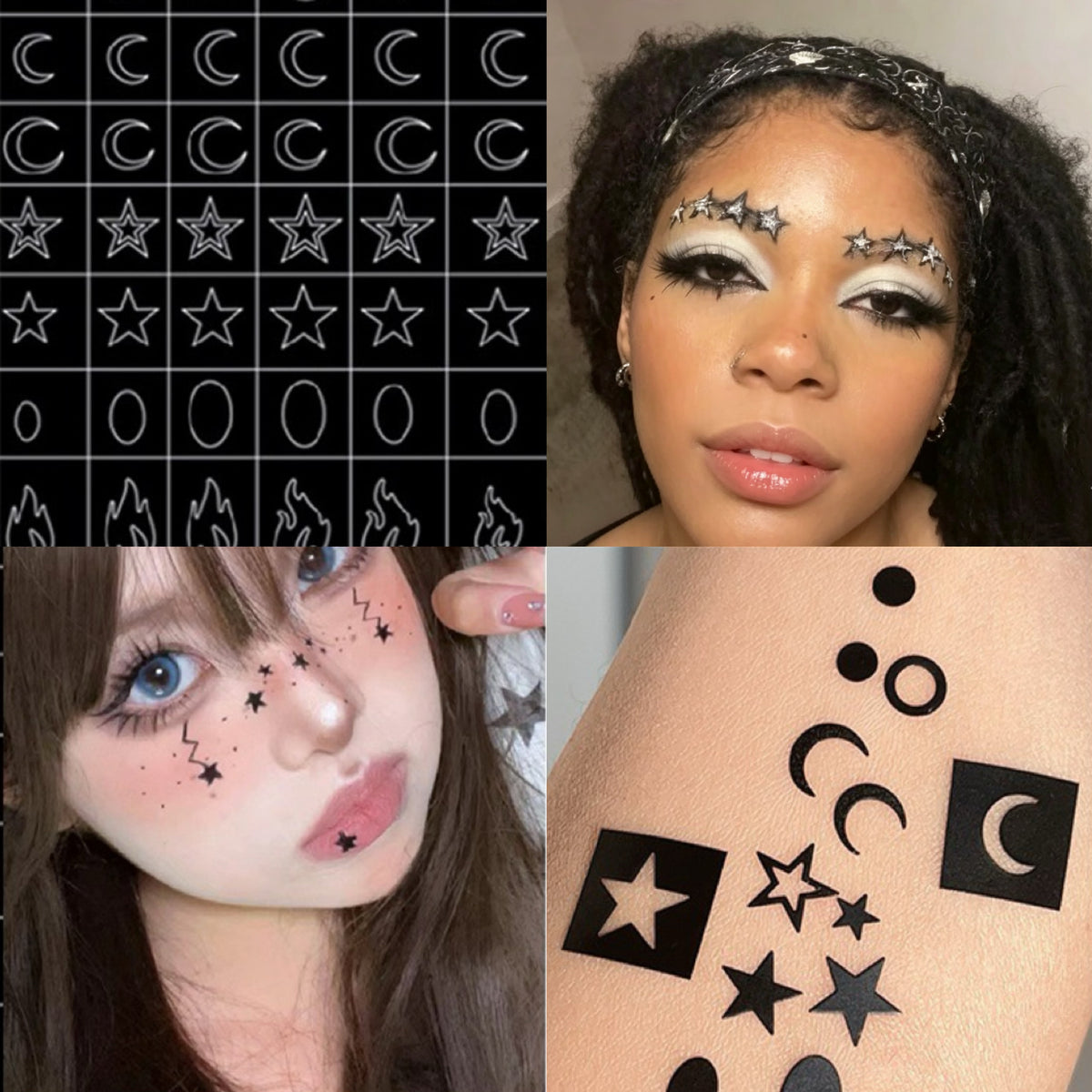 Face Stencil Template Set, Star Face & Eyebrow Stickers
