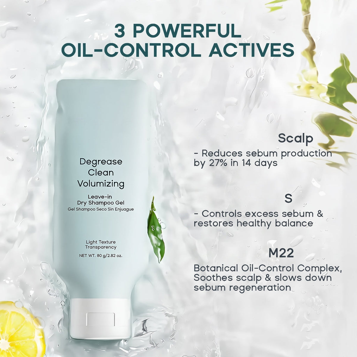 Leave-in Dry Shampoo Gel with Hyaluronic Acid for Oil Control
