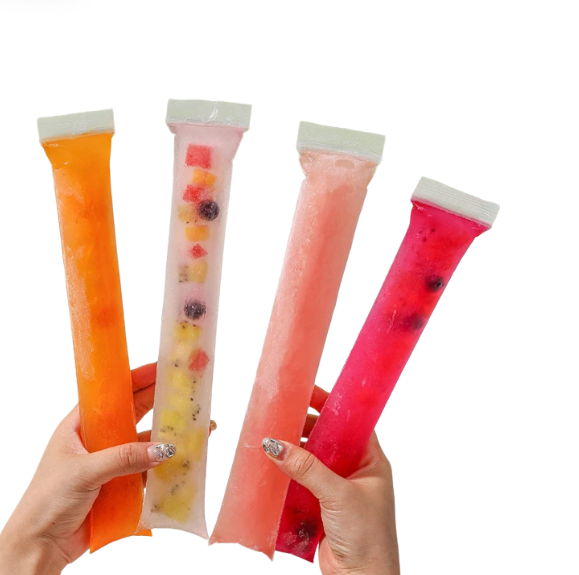 Reusable Freezer Pop Bags, Self-Sealing Food-Grade Ice Pop Moulds
