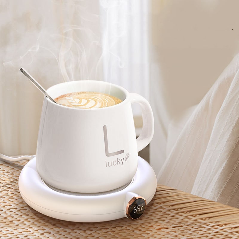 Coffee Mug Warmer and Cup with Digital Temperature Display and Heating Plate for Desk