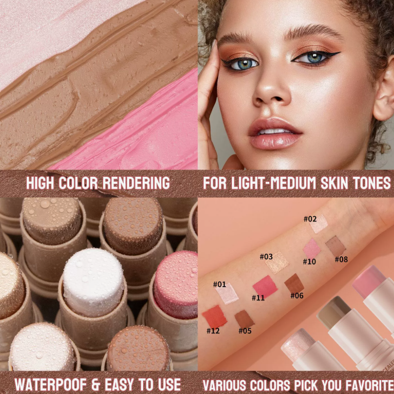 3-in-1 Contour Stick Set, Highlight, Contour & Blush