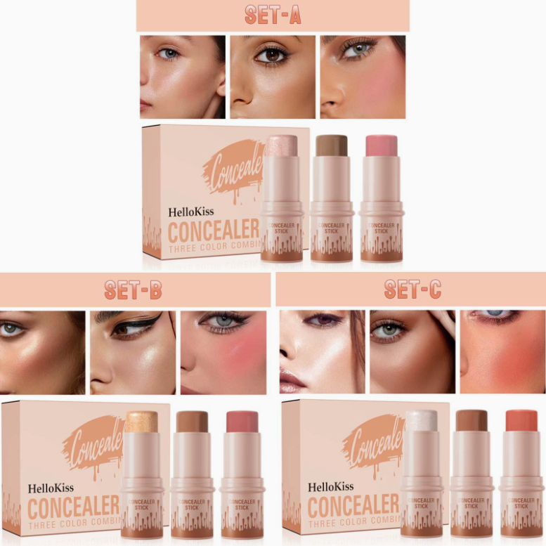 3-in-1 Contour Stick Set, Highlight, Contour & Blush