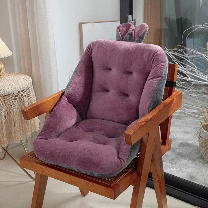 Desk Chair Seat Cushion with Pressure Relief Ergonomic Plush Tufted Design and Integrated Backrest