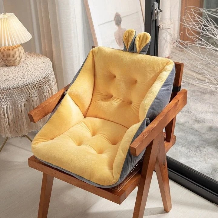 Desk Chair Seat Cushion with Pressure Relief Ergonomic Plush Tufted Design and Integrated Backrest