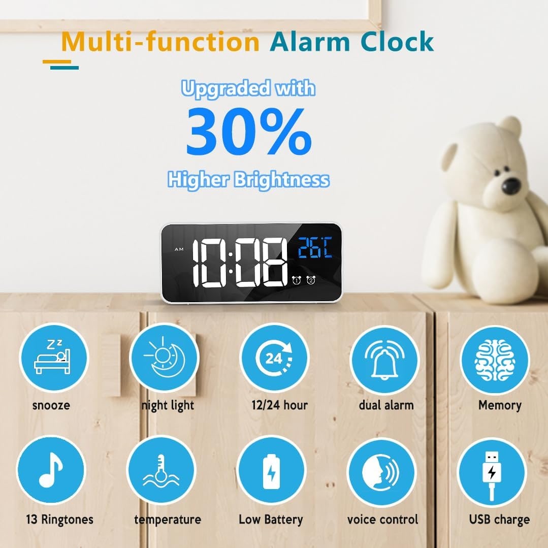 Digital Clock with Seconds and Large 11.5-Inch Display for Seniors with Calendar Day and Date