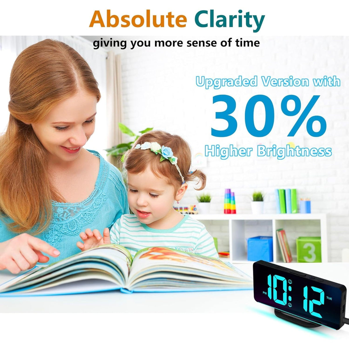 Digital Clock with Seconds and Large 11.5-Inch Display for Seniors with Calendar Day and Date