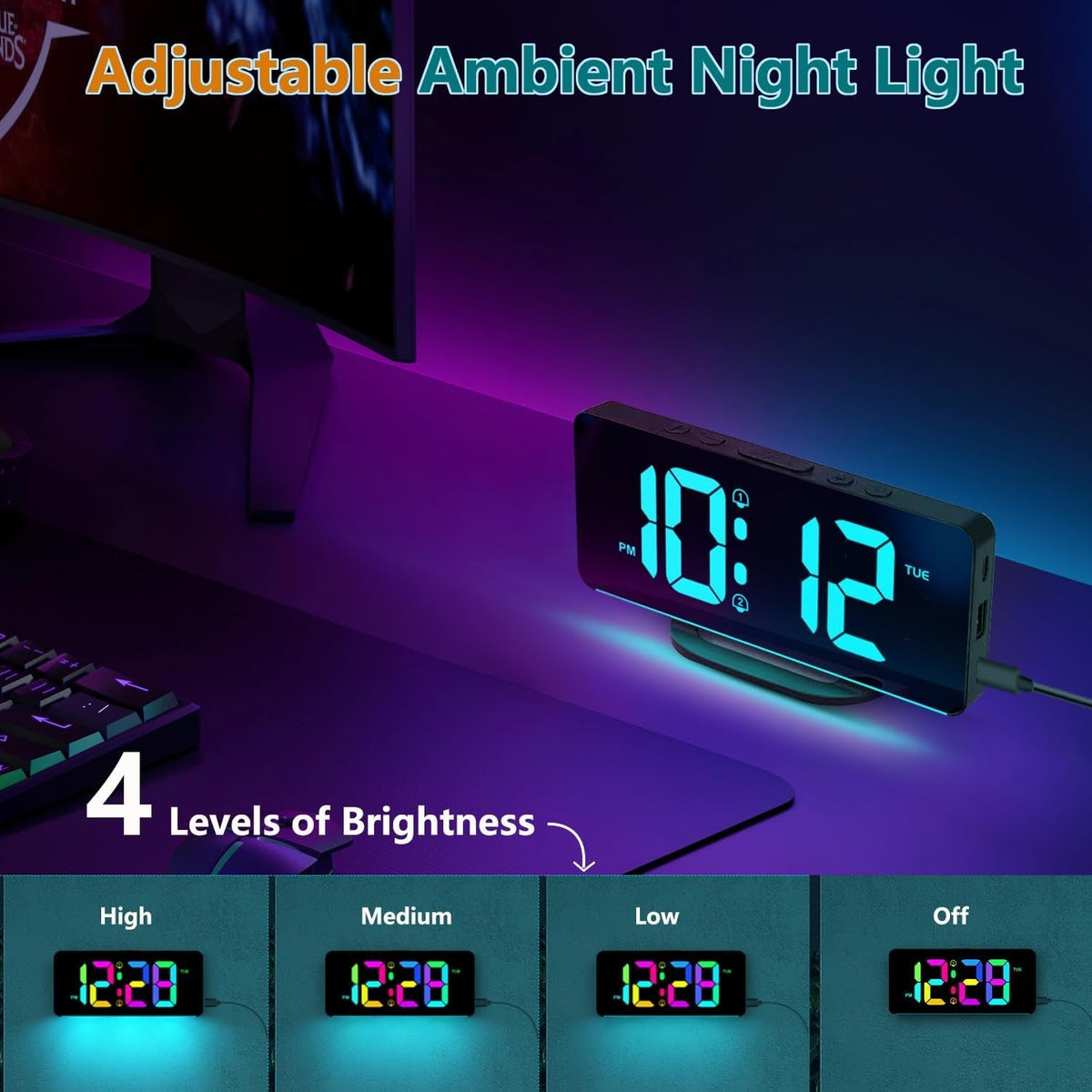 Digital Clock with Seconds and Large 11.5-Inch Display for Seniors with Calendar Day and Date