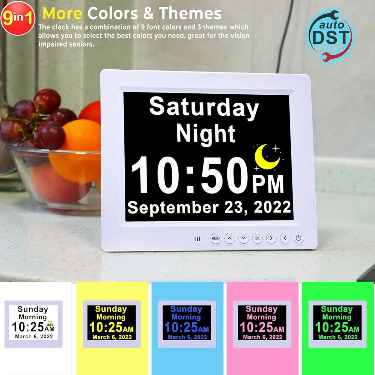 Digital Clock with Seconds and Large 11.5-Inch Display for Seniors with Calendar Day and Date