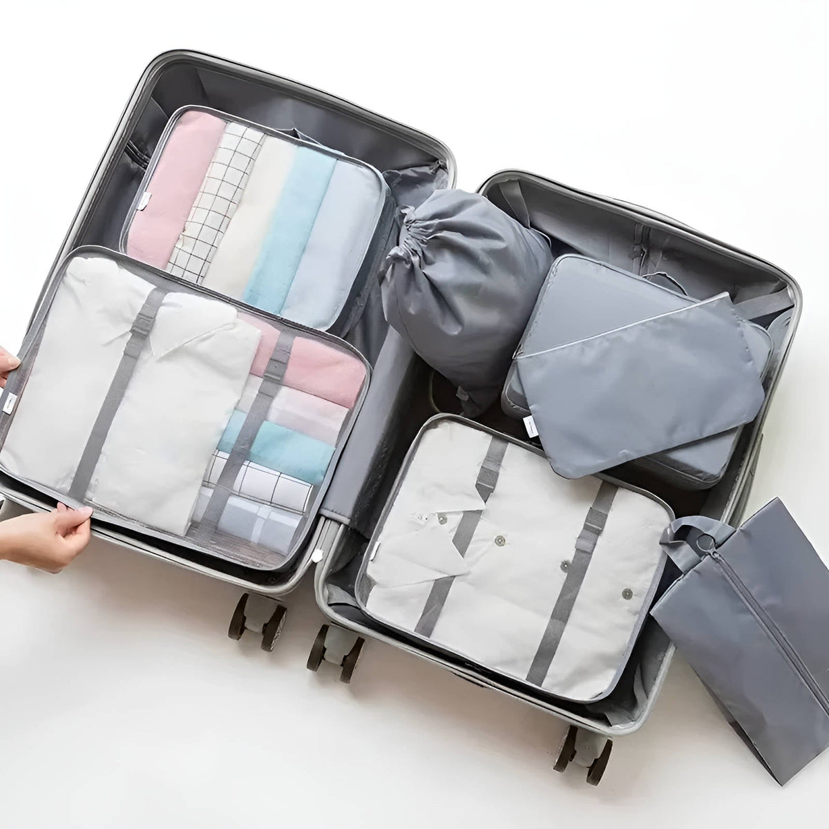 Travel Packing Cubes Set with Shoe and Toiletry Bags