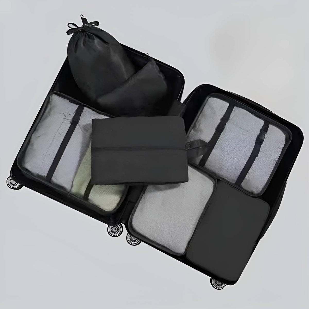 Travel Packing Cubes Set with Shoe and Toiletry Bags