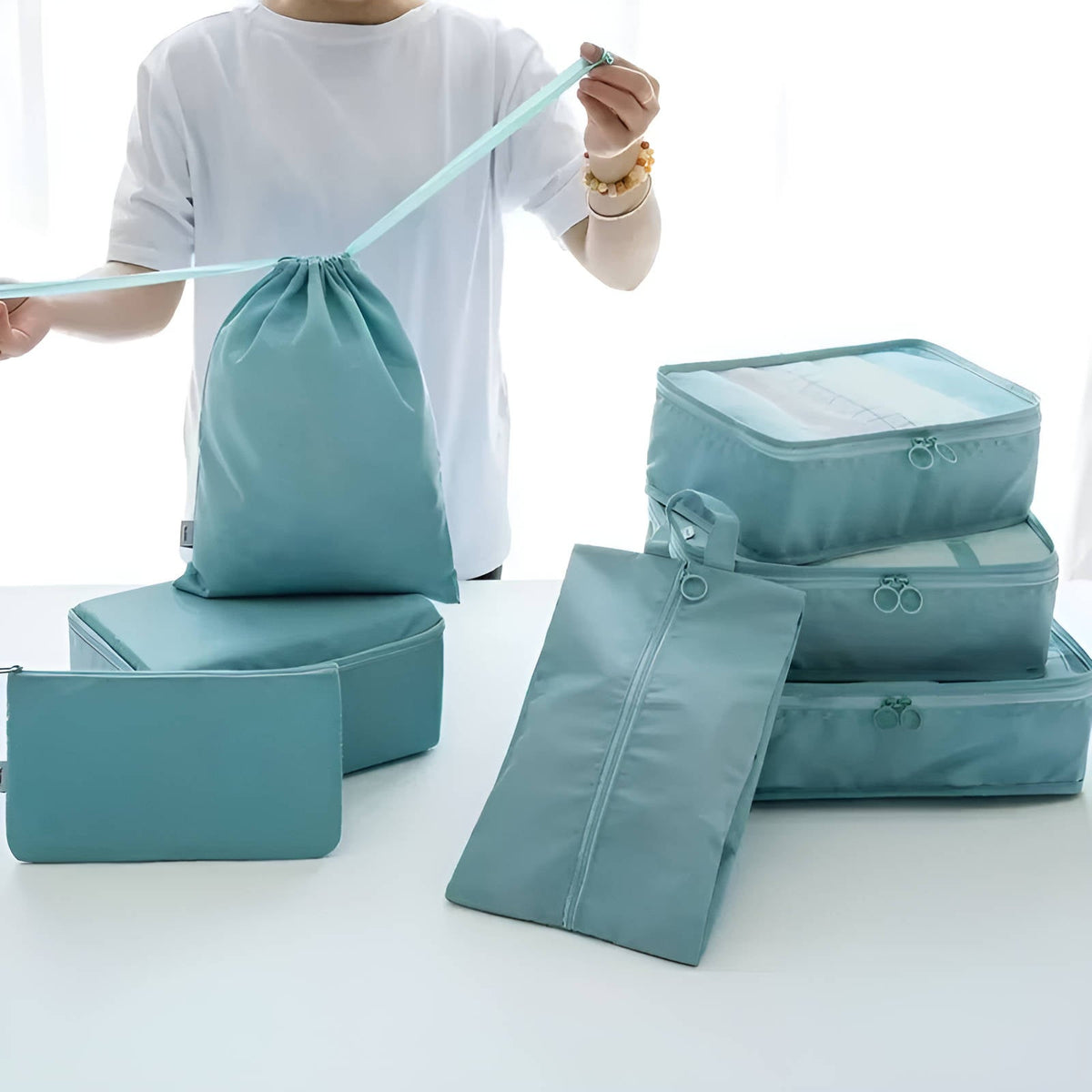 Travel Packing Cubes Set with Shoe and Toiletry Bags