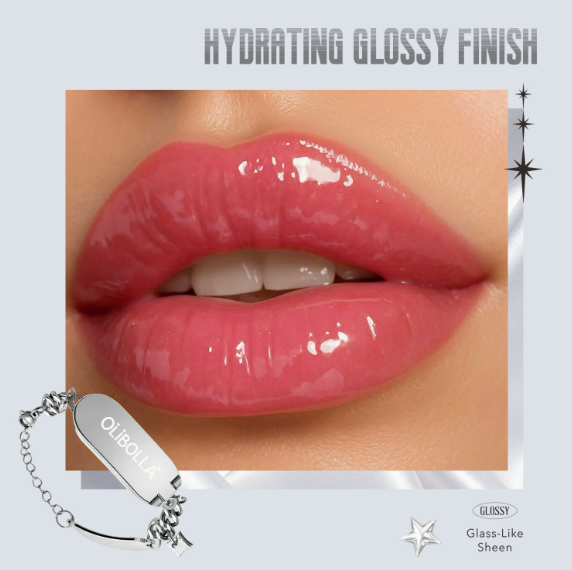 2-in-1 Lip Gloss Bracelet Set, High-Shine Lip Balm Palette with Removable Charm