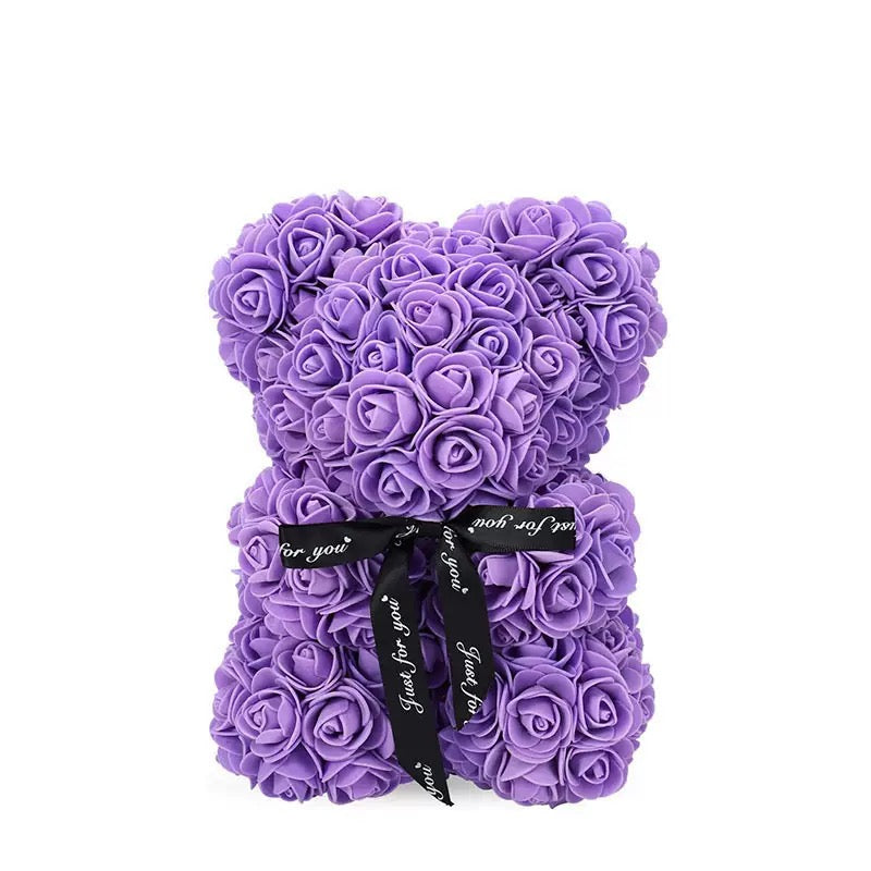 Rose Bear Valentine's Gift, Artificial Flower Bear in Multiple Colours