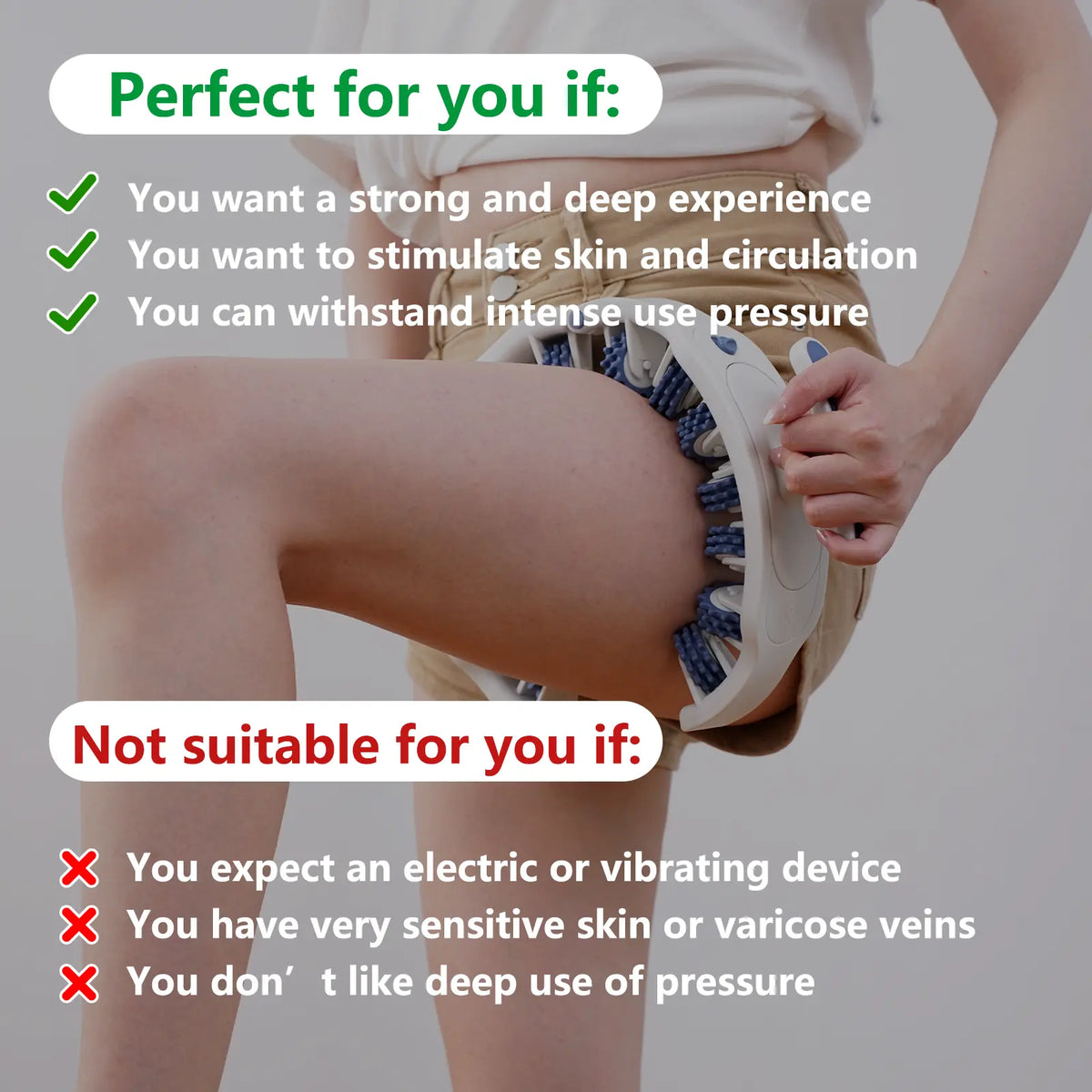 Manual Push-Pull Roller for Thigh, Calf & Waist Massage