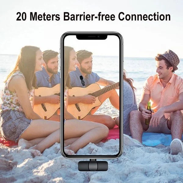 Wireless Lavalier Microphone - 20m Range, Compatible with Many Devices