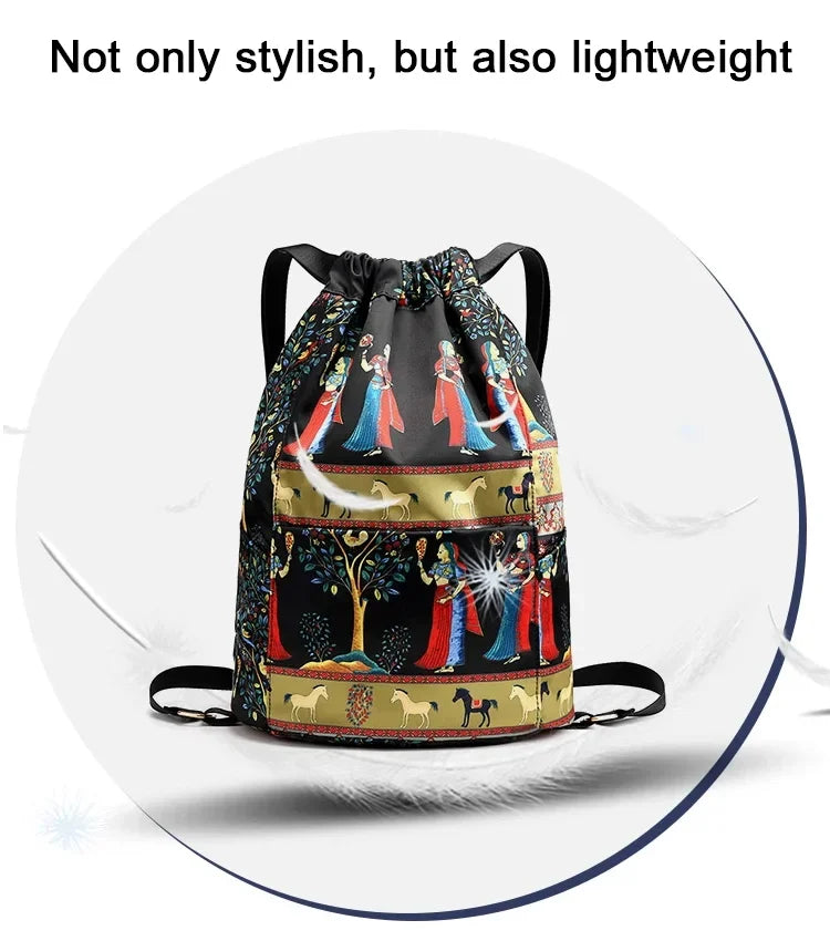 Drawstring Foldable Large Capacity Travel Sport Backpack