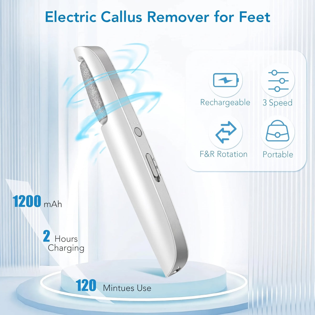 Electric Feet Callus Remover, Portable Foot File, Waterproof