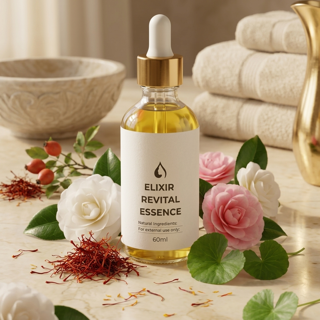 Elixir Revital Essence, Natural Body Massage Oil Blend, Aromatic