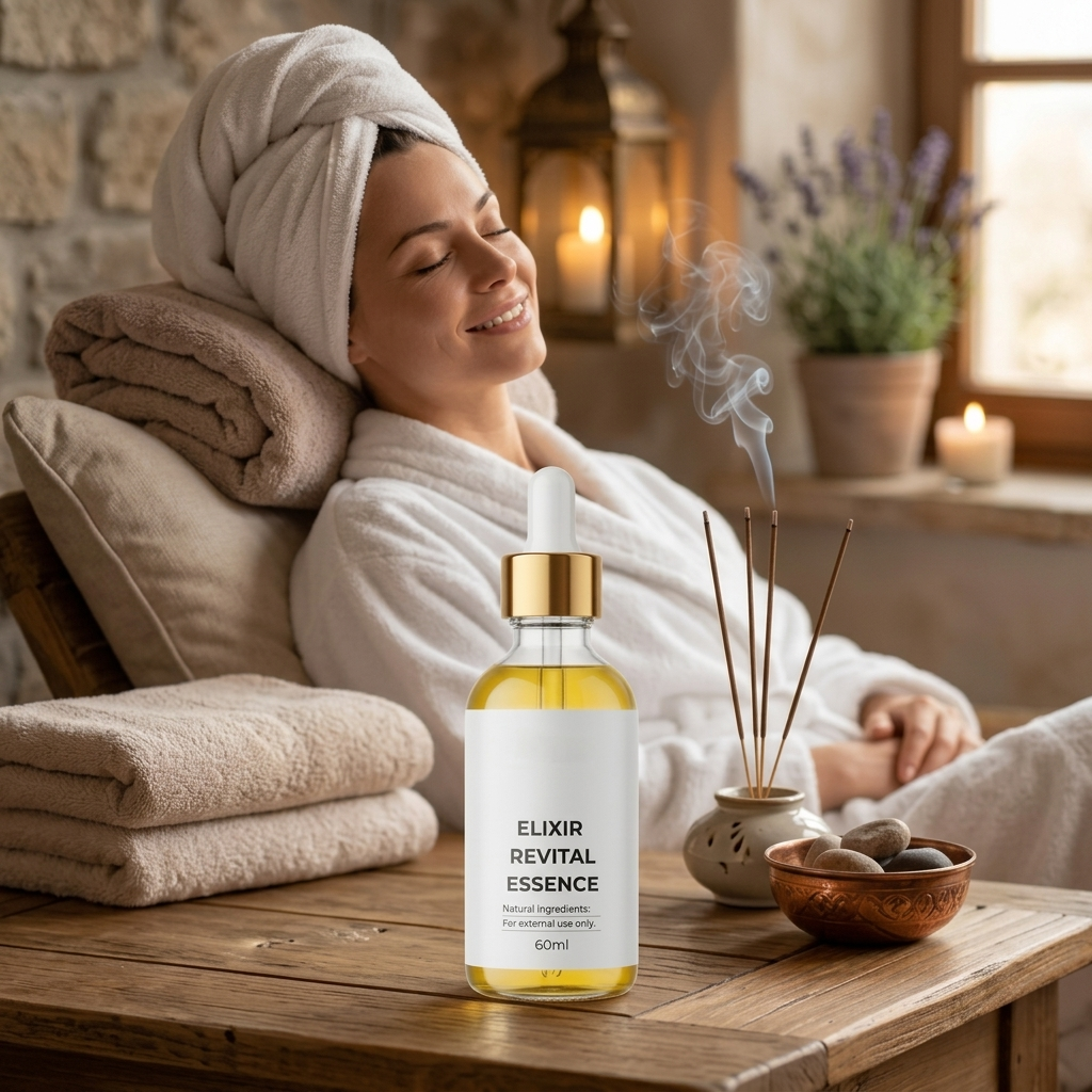 Elixir Revital Essence, Natural Body Massage Oil Blend, Aromatic