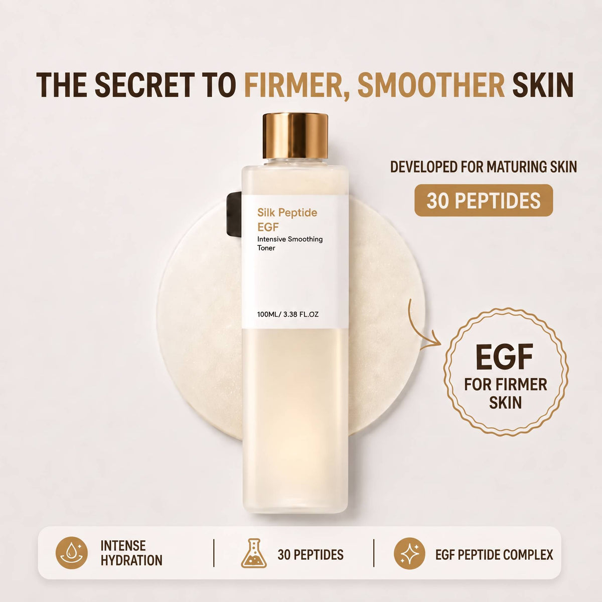 EGF Tox Toner - Korean Peptide Hydrating Toner for Smoother-Looking Skin, Fine Line Care & Plumping Hydration