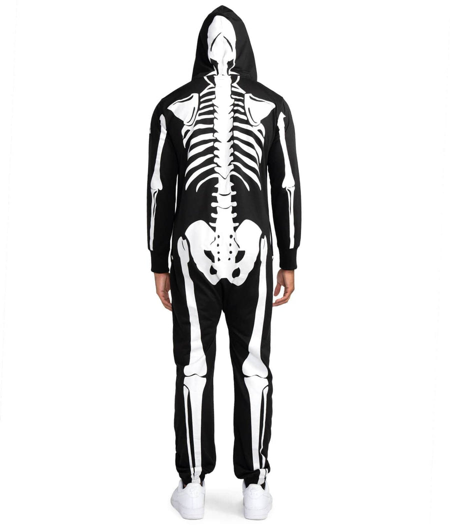 Men’s Skeleton Jumpsuit Costume – Full Body Skull & Bones Outfit with Mesh Eyeholes for Halloween Parties & Cosplay