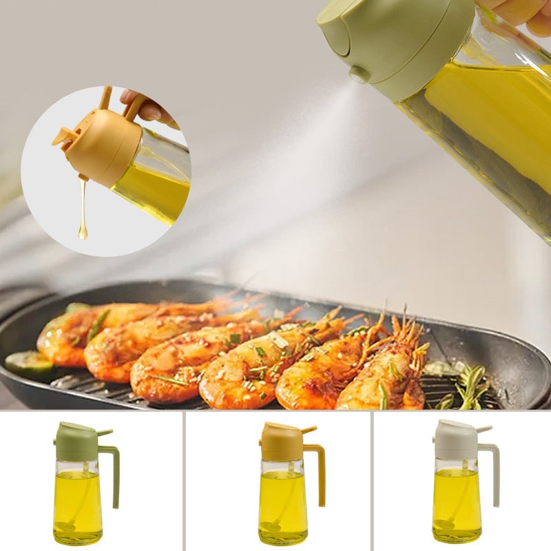 Oil Olive Sprayer Dispenser with Glass Bottle and Flip-Top Pouring Spout And Vinegar