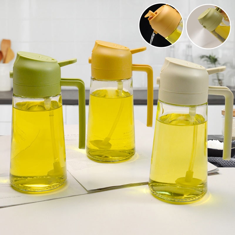 Oil Olive Sprayer Dispenser with Glass Bottle and Flip-Top Pouring Spout And Vinegar