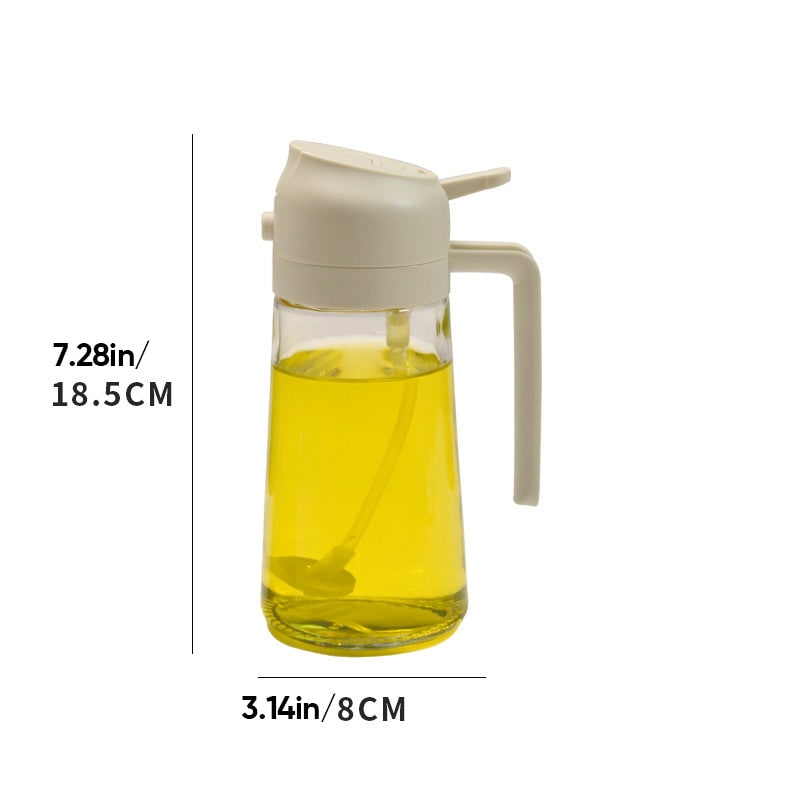 Olive Oil Dispenser Bottle with Glass Sprayer and Dual-Function Pour Spout Avocado