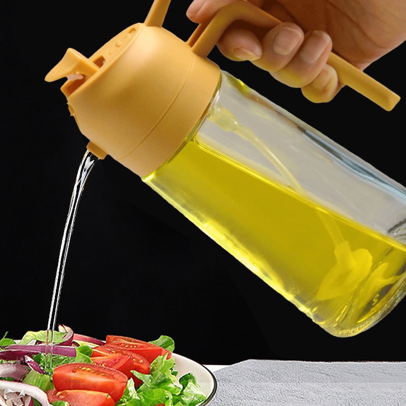 Olive Oil Dispenser Bottle with Glass Sprayer and Dual-Function Pour Spout Avocado