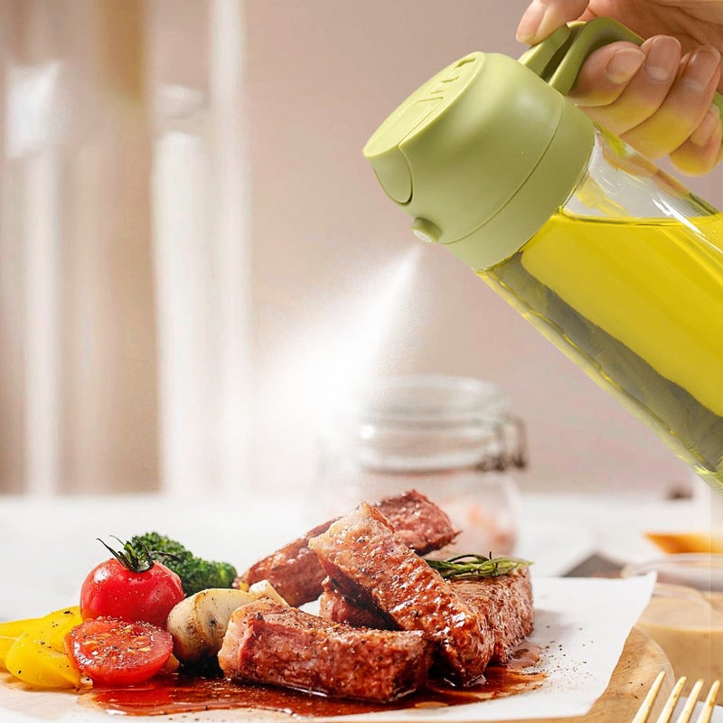 Olive Oil Dispenser Bottle with Glass Sprayer and Dual-Function Pour Spout Avocado