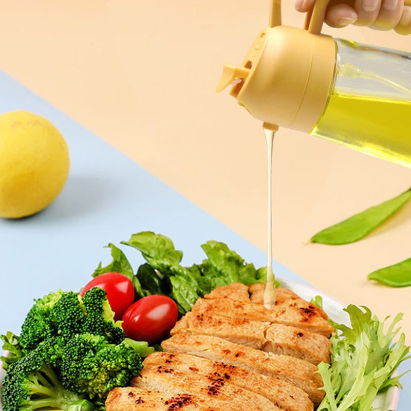 Olive Oil Dispenser Bottle with Glass Sprayer and Dual-Function Pour Spout Avocado