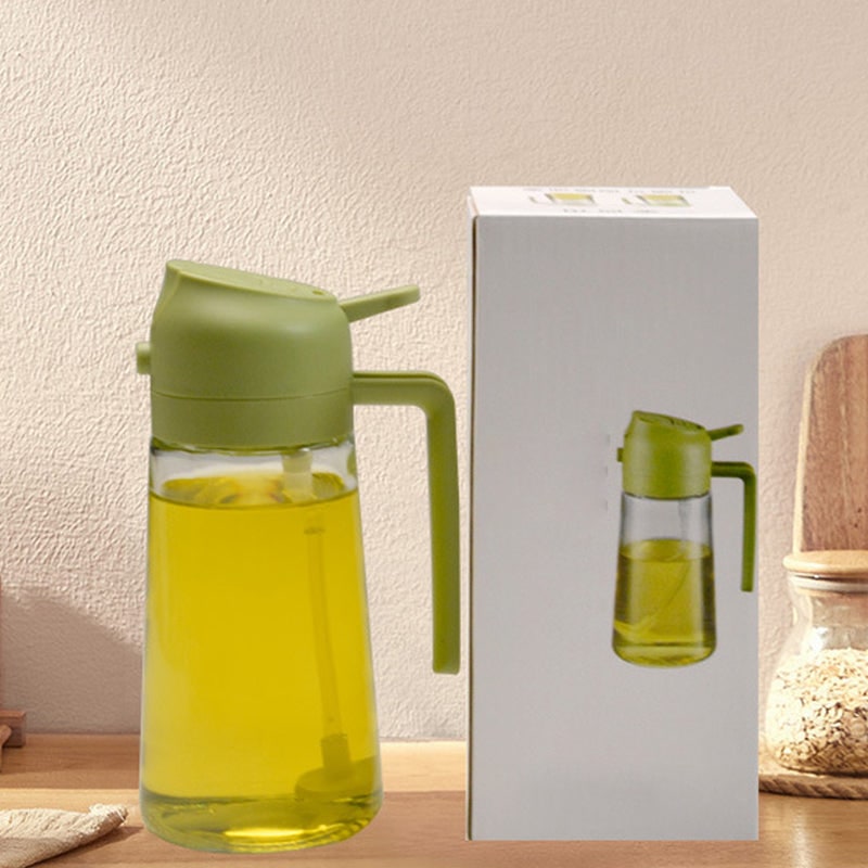 Olive Oil Dispenser Bottle with Glass Sprayer and Dual-Function Pour Spout Avocado