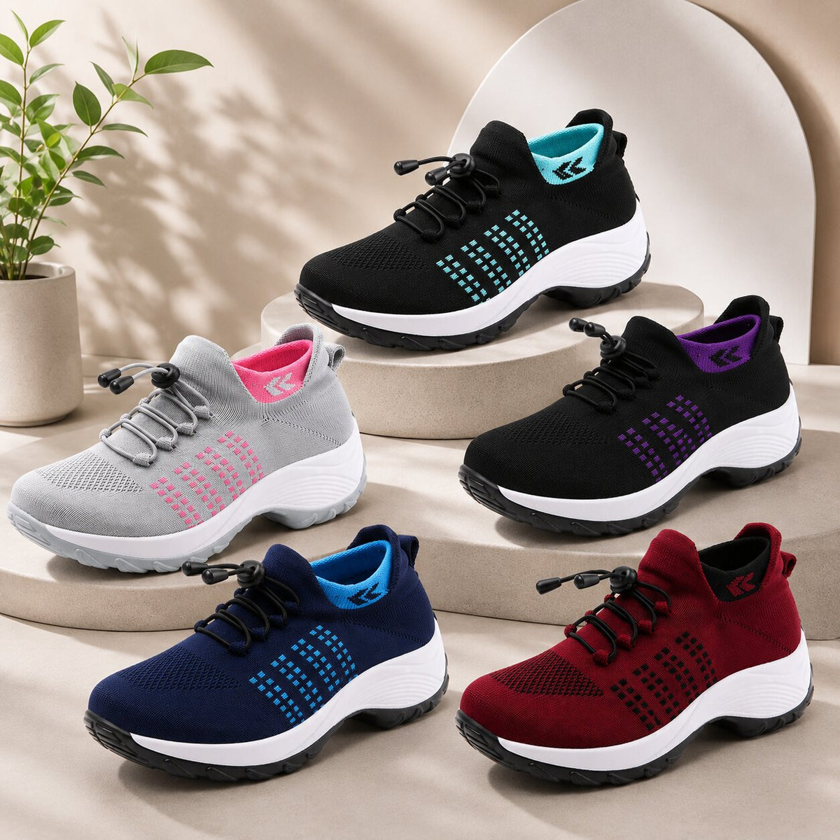 Women's Wide Fit Everyday Sneakers with Slip-Resistant Sole