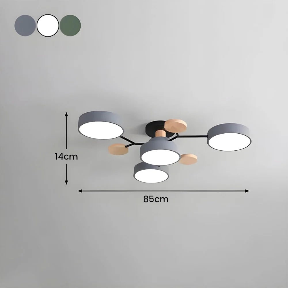 Semi Flush Ceiling Light Fixture with Modern Wood Accents for Bedroom Fan