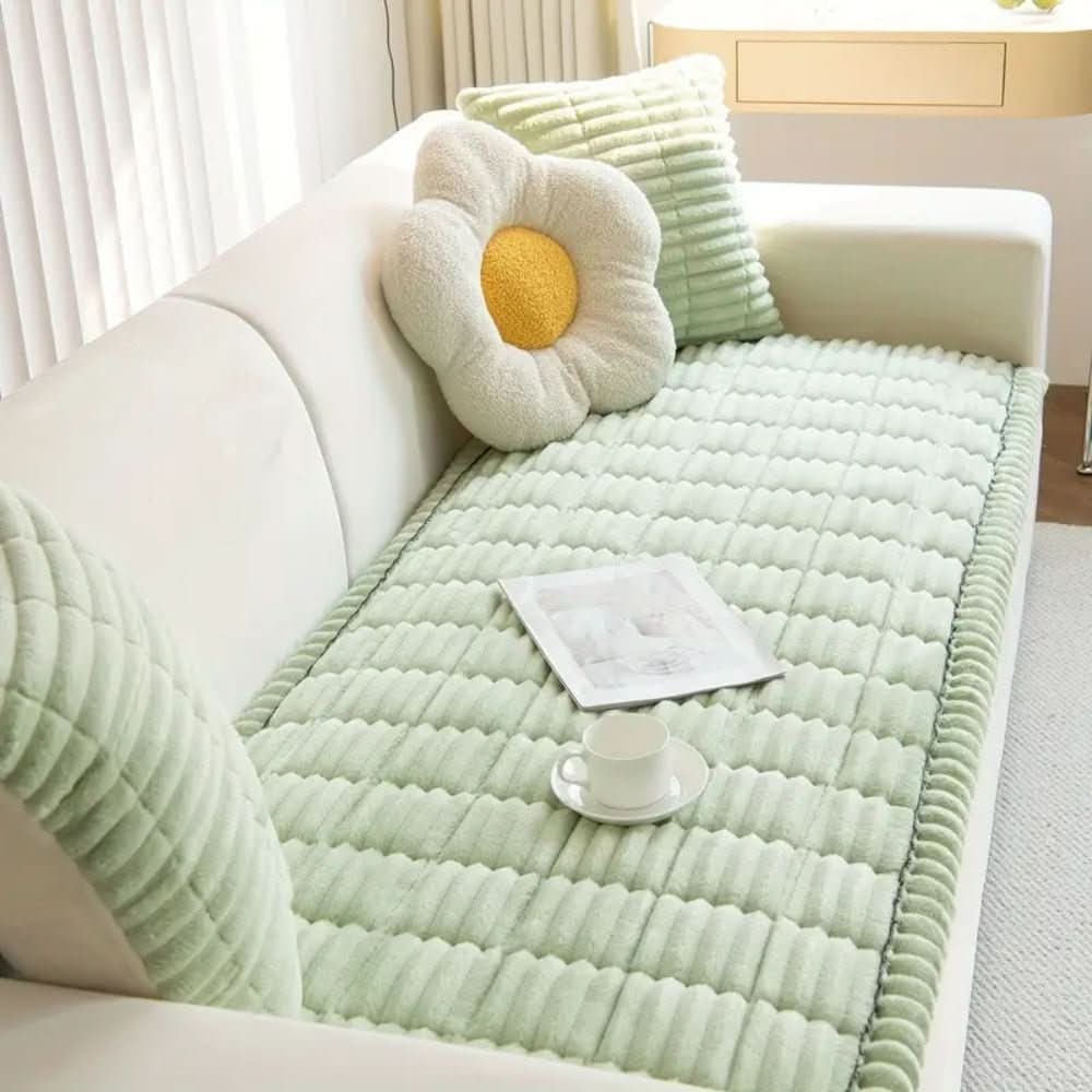Sofa Couch Seat Cushion Cover with Plush Quilted Design and Non-Slip Backing Stretchable